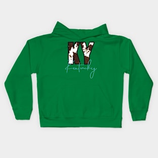 KY Brown Cow Pattern Kentucky Design Kids Hoodie